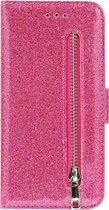 ADEL Kunstleren Book Case Pasjes Portemonnee Hoesje Geschikt voor Samsung Galaxy A21s - Bling Bling Glitter Roze