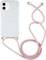 Apple iPhone 12 Mini Hoesje - Mobigear - Lanyard Serie - TPU Hoesje met koord - Transparant / Roze - Hoesje Geschikt Voor Apple iPhone 12 Mini