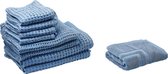 Beliani AREORA - Handdoek set van 9 - blauw - katoen