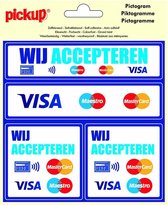 Pickup Pictogram 15x15 cm 4 op 1 - Wij accepteren PIN Maestro Mastercard Visa