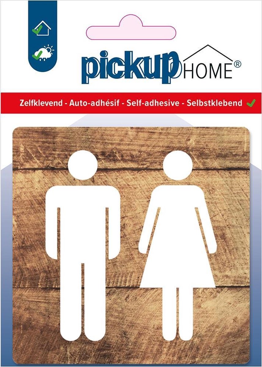 Pickup Dames Heren hout - 90x90 mm Pictogram Route Acryl