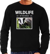 Dieren foto sweater Das - zwart - heren - wildlife of the world - cadeau trui Dassen liefhebber L