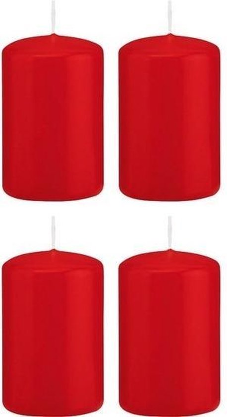 16x Rode cilinderkaars/stompkaars 5 x 8 cm 18 branduren - Geurloze kaarsen - Woondecoraties