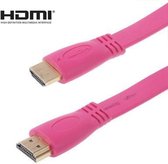 1,5 m vergulde HDMI naar HDMI 19-pins platte kabel, 1.4 versie, ondersteuning voor Ethernet, 3D, 1080P, HD TV / video / audio enz. (Magenta)