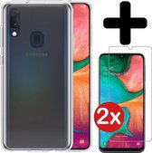 Samsung A20e Hoesje Siliconen Case Transparant Met 2x Screenprotector - Samsung Galaxy A20e Hoesje Transparant Siliconen Case Cover - Samsung A20e Hoes Siliconen Met 2x Screenprote