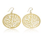 My Bendel ronde gouden oorbellen met levensboom - Ronde oorbellen in goud met levensboom - Met luxe cadeauverpakking