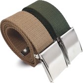 SK Riem Canvas - 2 Stuks Groen en Beige - Army - koppelriem - Stofriem - 3XL