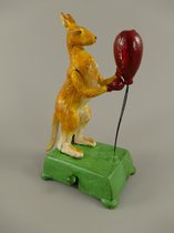 Gietijzeren beeld - Kangoeroe met boksbal - Dieren figuur - 19 cm hoog
