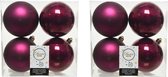 8x Boules de Noël en plastique rose framboise (magnolia) 10 cm - Mat/brillant - Boules de Noël en plastique incassables