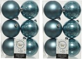 12x stuks kunststof kerstballen ijsblauw (blue dawn) 8 cm - Mat/glans - Onbreekbare plastic kerstballen