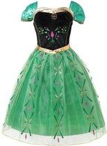 Prinses - Anna jurk - Frozen -  Prinsessenjurk - Verkleedkleding - Groen - Maat 134/140 (140) 8/9 jaar