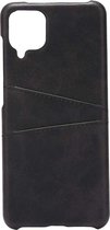 Shop4 - Geschikt voor Samsung Galaxy A12 Hoesje - Harde Back Case Cabello met Pasjeshouder Zwart