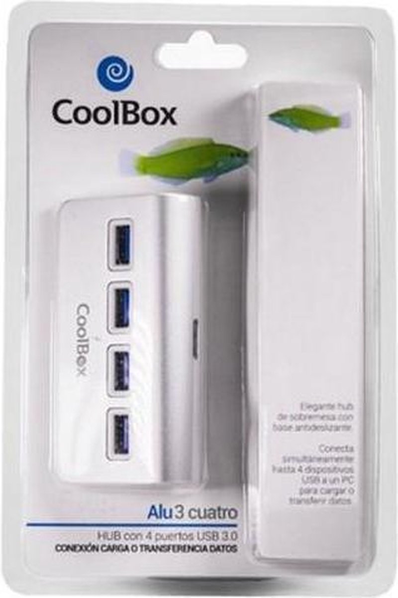 Hub USB CoolBox COO-HU4ALU3 Aluminium (4 poorten)