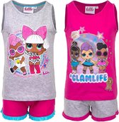 LOL Surprise pyjama / shortama - set van 2 sets -  roze+grijs - maat 122 (7 jaar)