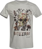D.five T-shirt Skull With Flowers Heren Katoen Grijs Maat M