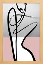 JUNIQE - Poster met houten lijst Player -40x60 /Grijs & Roze