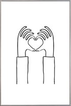 JUNIQE - Poster met kunststof lijst Heart You -60x90 /Wit & Zwart