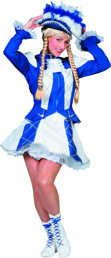 Wilbers & Wilbers - Dans & Entertainment Kostuum - Showmeisje Dansmarietje, Blauw - Vrouw - Blauw - Maat 38 - Carnavalskleding - Verkleedkleding