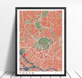 Classic Map Poster Tokyo - 60x90cm Canvas - Multi-color