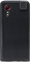 Mobilize Flipcase (omlaag) hoesje geschikt voor Samsung Galaxy Xcover 5 - Effen Zwart - Kunstleer