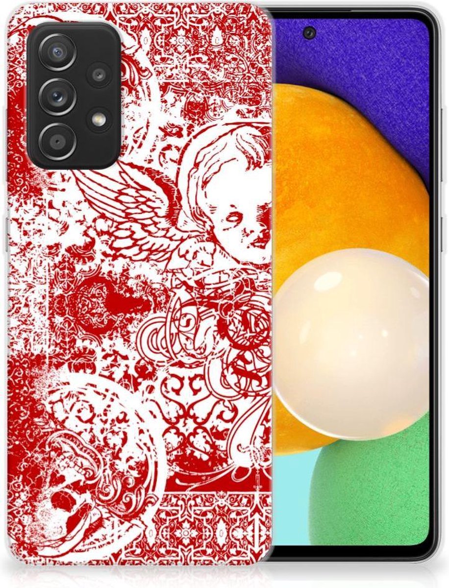 Silicone Back Case Samsung Galaxy A52 (5G/4G) Angel Skull Rood