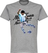 Maradona Argentinië Script T-Shirt - Grijs - 3XL