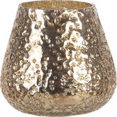 Clayre & Eef Glazen Theelichthouder Ø 9*10 cm Goudkleurig Glas Rond Waxinelichthouder