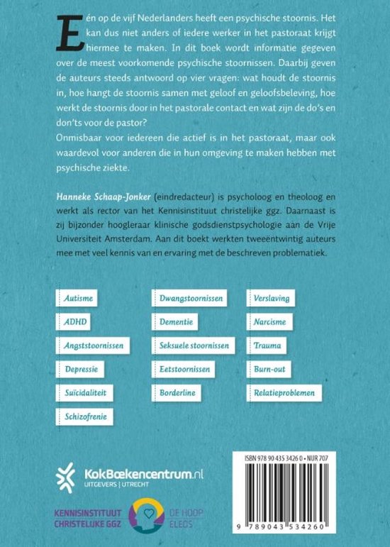 Dos du livre avec un long texte et, en dessous, des cases listant des problèmes psychologiques tels que l'autisme, le TDAH, la dépression, le burn-out et la dépendance.