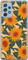 Samsung Galaxy A52 siliconen hoesje - Zonnebloemen - Soft Case Telefoonhoesje - Geel - Bloemen