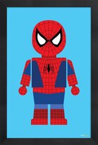 JUNIQE - Poster in houten lijst Spider-man Speelgoed -30x45 /Blauw &