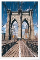 JUNIQE - Poster Crossing the Bridge -30x45 /Blauw & Bruin