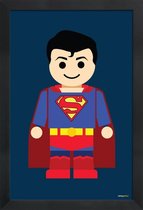 JUNIQE - Poster in houten lijst Superman Toy -30x45 /Blauw & Rood