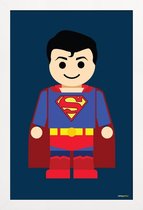 JUNIQE - Poster in houten lijst Superman Toy -40x60 /Blauw & Rood