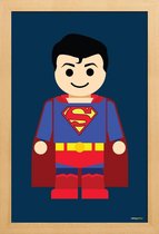 JUNIQE - Poster in houten lijst Superman Toy -60x90 /Blauw & Rood