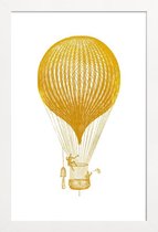 JUNIQE - Poster met houten lijst Air Balloon gouden -20x30 /Goud & Wit