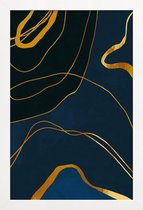 JUNIQE - Poster met houten lijst Ghost gouden -13x18 /Blauw & Goud