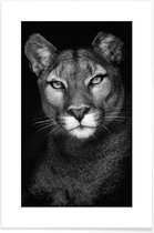 JUNIQE - Poster Lioness -30x45 /Grijs & Zwart