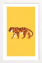 JUNIQE - Poster in houten lijst Tiger Yellow -60x90 /Geel & Oranje