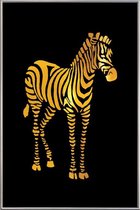 JUNIQE - Poster met kunststof lijst Zebra gouden -13x18 /Goud & Zwart