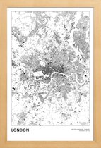 JUNIQE - Poster in houten lijst London kaart -40x60 /Wit & Zwart