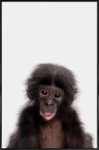 JUNIQE - Poster in kunststof lijst Bonobo -30x45 /Bruin & Zwart