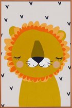 JUNIQE - Poster met kunststof lijst Leeuw kinderkamer illustratie