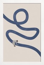 JUNIQE - Poster met houten lijst River Cleanse -13x18 /Blauw & Ivoor