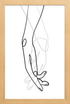 JUNIQE - Poster in houten lijst Hands -30x45 /Grijs & Ivoor