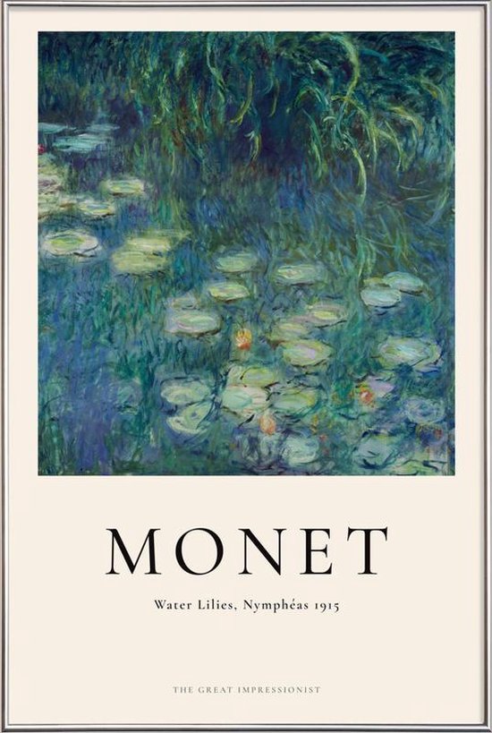 JUNIQE - Poster in kunststof lijst Monet - Water Lilies, Nymphéas