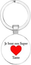 Akyol - Je bent een super tante Sleutelhanger - Tante - Tante - Leuk kado voor je tante om te geven - 2,5 x 2,5 CM