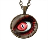 Gelukshanger Paarse Hart Rode Oog Liefde incl. ketting