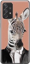 Samsung Galaxy A72 hoesje siliconen - Baby zebra - Soft Case Telefoonhoesje - Print / Illustratie - Roze