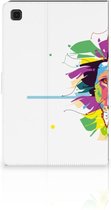 Tablethoesje met Naam Samsung Galaxy Tab A7 (2020) Cover met Magneetsluiting Super als Cadeautjes voor Jongens Lion Color