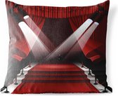 Buitenkussens - Tuin - Een illustratie van spotlights op de rode loper van Hollywood - 50x50 cm